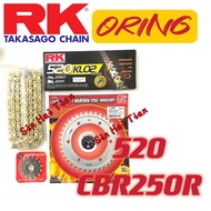 [520 RK ORING] CBR250 CBR250R HONDA Sprocket 520 Set and Chain Heavy Duty Sprocket and RK 520 Racing Motorcycle
