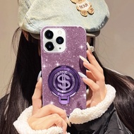 YBD Phone Case For Iphone 13 Pro MAX 11 Pro MAX 12 Pro MAX Rotating USD Bracket Glitter Hard Shell H