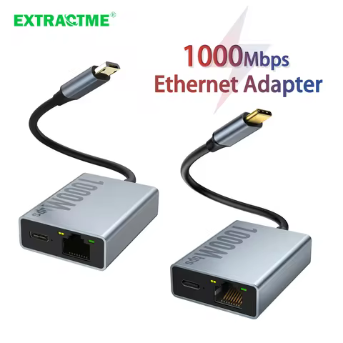 Extractme 1000Mbps Network Card Type C Micro USB Ethernet Adapter for Chromecast 4K Google TV Smartp