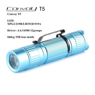 Convoy Cyan T5 Mini Flashlight AA 14500 Torch With XPG2/219B/219C/LH351D/519A LED Camping Hiking Lig