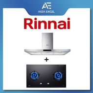 RINNAI RH-C249-SSR 90CM CHIMNEY HOOD + RINNAI RB-92G 2 BURNER HYPER FLAME GLASS HOB