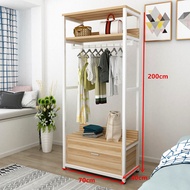 Bedroom open iron wardrobe small cloakroom combination wardrobe simple hanger clothes collection cab