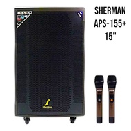 SHERMAN APS-155+Bluetooth ลำโพงเคลื่อนที่ล้อลาก ขนาด 15 นิ้ว กำลังขับ 100W