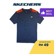 Skechers Men Performance Running Short Sleeve Tee - Sp22q4m408-sebl Lelaki