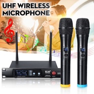 UHF Dual Wireless Microphone System+LED Display Receiver Handheld