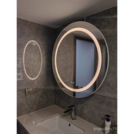 Smart Bathroom Mirror Cabinet with Light Defogging Bathroom Wall-Mounted Bathroom Mirror with Storage round Light Luxury Customization