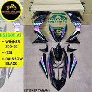 (STICKER TANAM/AIRBRUSH) RAPIDO COVER SET RS150R V1 WINNER 150 (23) REFLECTIVE BLACK RAINBOW
