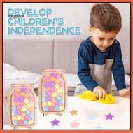 NOR  Wooden Star Reward Jar Bedtime Routine Reward Jar Wooden Reward Jar with 25 Colorful Stars Flow