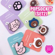 Set Of 2 POPSOCKET Mobile Phone Back Sticker Ring GRIPTOK Cartoon Pattern by BAOBAOBABYSHOP