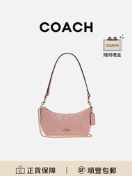 COACH Caitlin 24半月包斜孖袋康乃馨粉牛皮革時尚小巧[平行進口]