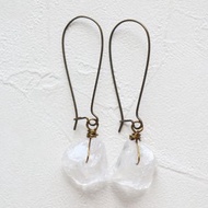 白水晶水滴耳環 天然石手工耳環 天然石耳環 古銅耳環