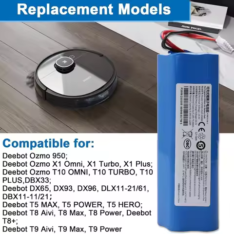 Replacement 5600mAh 14.4V Battery for Ecovacs Deebot X1 T5 T8 T9 Ozmo 950 DX9G DX93 Robot Vacuum Cle