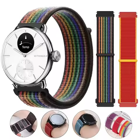 20mm Nylon Loop For Withings ScanWatch 2 42mm/Steel HR 40mm Men Women Bracelet Correa For Withings N