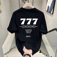T - Shirt Lelaki Perempuan Motif Nombor “777” Trendy, Baju T - Shirt Kasual Viral