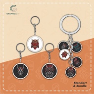 GANTUNGAN Acrylic Round Keychain Keychain + Vinyl Sticker AKUMA ONI ONLY