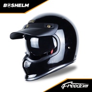 Boshelm Helm Njs Freedom Solid Hitam Glossy Helm Full Face Sni