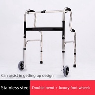 【Fast delivery】Black Adult Walker Multi-functional foldable stainless steel Walking Aid Crutches Can