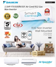 Daikin FTV35P/RV35F 1.5HP wall type air con R32 Gas Non-Inverter With WIFI