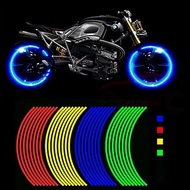 16Pcs/set PVC Reflective Wheel Rims Stickers Motocross Bike Motorcycle Body Rim Stripe Tape Sticker Decorative Reflector Film Decals