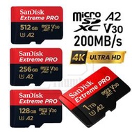 台灣公司貨 SanDisk Extreme PRO 128G 256G 512G 1TB A2 V30 高速 記憶卡