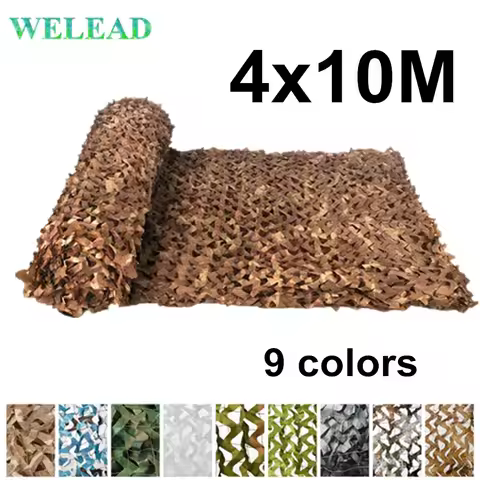 Welead 4x10M Reinforced Camouflage Net for Gazebo Sun Shade Garden Outdoor Awning Hide Camo Mesh 4x1