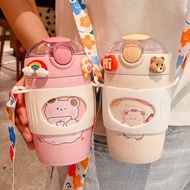 2022 New! Heat-Cold Water Bottle Size 450ML Liters With Handle Easy To Carry 3D Stickers And Dolls W