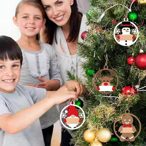 Gingerbread Christmas Tree Decoration Wooden Gingerbread Man Ornament 4X Christmas Pendants Art Craf
