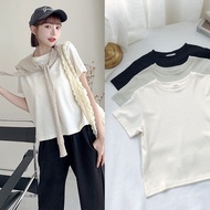 [HARPER] Brand Customized Round Neck Solid Color Brushed Top M~L 3 Colors | Ready Stock Short-Sleeve