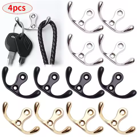4pcs Clothes Hooks, Hanging Clothes Hats, Wardrobe Hooks, Wall Hanging Hooks Behind Doors
