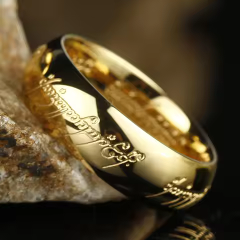One Ring of Power 3D Carved Refined Wedding Ring Lovers Women Men Fashion Jewelry Celebrity Men's Ri