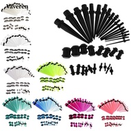 [Vaveren] 36x Ear Gauge Stretching Kit Tapers & Plugs with Rubber O-ring 14G-00G