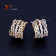 2026 Fashion Cross Twisted Line Flash Micro Inlay Trapezoid Zircon Ring For Women Jewelry Accessorie