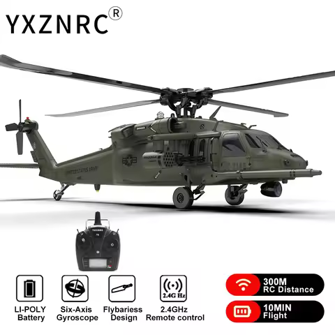 YXZNRC UH60 Black Hawk RC Helicopter with 6-axis Gyro 2.4G 6CH 1:47 Scale Flybarless 3D Stunt Remote
