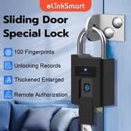 Sliding Door Lock Fingerprint Padlock With Key Smart Door Lock Outdoor Waterproof Electronic Lock Grill Door Warehouse