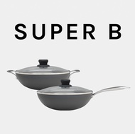 SUPER B • Hard Anodized 28cm Wokpan / Chinese Wok / Frying Pan / Induction / No non-stick coating