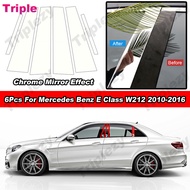 6Pcs Car Door Center B C Pillar Post Window Middle Column Panel Cover Trim Mirror Effect PC Material