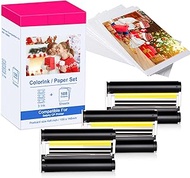 Compatible with Canon Selphy CP1300 CP1500 Ink and Paper Multipack 108 Photo Paper + 3 Color Cartrid