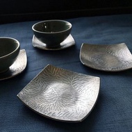 紋飾方形純錫杯托/小淺碟/一只~手作的詩,詩作茶語系列!