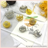 Brooch 3.5cm Dokoh Songkok  Bulan Bintang Sabit Pin Pengantin Tanjak Melayu Muslimin Brooch