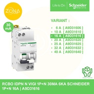 RCBO IDPN VIGI ACTI 9 SCHNEIDER 1P+N 16A 30MA - A9D31616