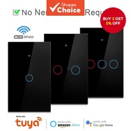 Smart Wifi Touch Switch No Neutral Wire Required Smart Home 1/2/3 Gang Light Switch 100-240V Works w