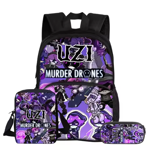 Murder Drones 3Pcs set with Front Pocket Backpack Kids Backpack Shoulder Bags Pencil Bag Student Sch