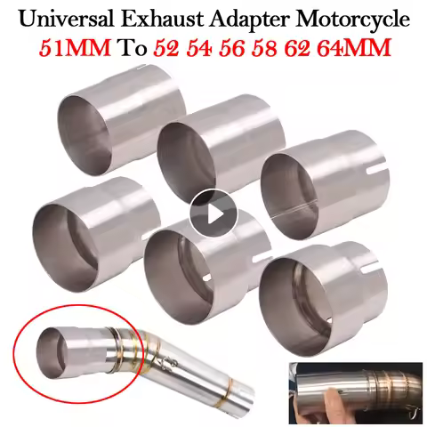Universal Motorcycle Exhaust Adapter Transfer 51MM To 52MM 54MM 56MM 58MM 62MM 64MM Stainless Steel 