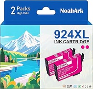 NoahArk 2 Packs 924XL Remanufactured Ink Cartridge Replacement for Epson 924 T924XL High Yeild for W