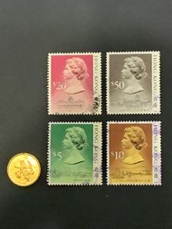 【英女皇頭像】1987年香港通用郵票 : 大面額 4 個， $5、$10、$20 及 $50