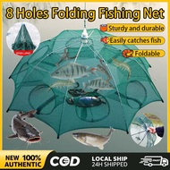 8 Holes Shrimp Cage Nylon Portable Automatic Folding Fishing Net Trap for Crabs, Shrimp, and Fish