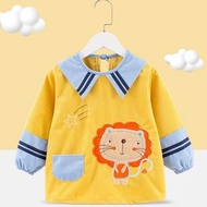 兒童吃飯圍兜 - 寶寶罩衣 兒童吃飯衣服 嬰兒圍兜 全身防水防髒長袖圍裙 男女童反穿衣-（新款）黃色獅子 / 110（2-3歲）