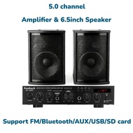 4000W Amplifier Karaoke Speaker Set 6.5 inch Speaker 5.0CH Amplifier Bluetooth Hifi System Home KTV 