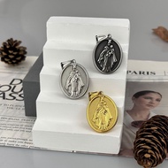 Stainless Steel Virgin Mary with Baby Jesus Pendant Necklace, Religious Portrait Charm Jewelry for M