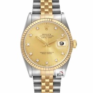 【大眾名錶】ROLEX勞力士 16233 Datejust 蠔式日誌 金十鑽面盤 舊包台 錶徑36mm 大眾名錶B975